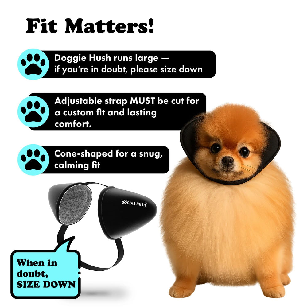 Doggie Hush adjustable strap cut demonstrates a perfect custom fit