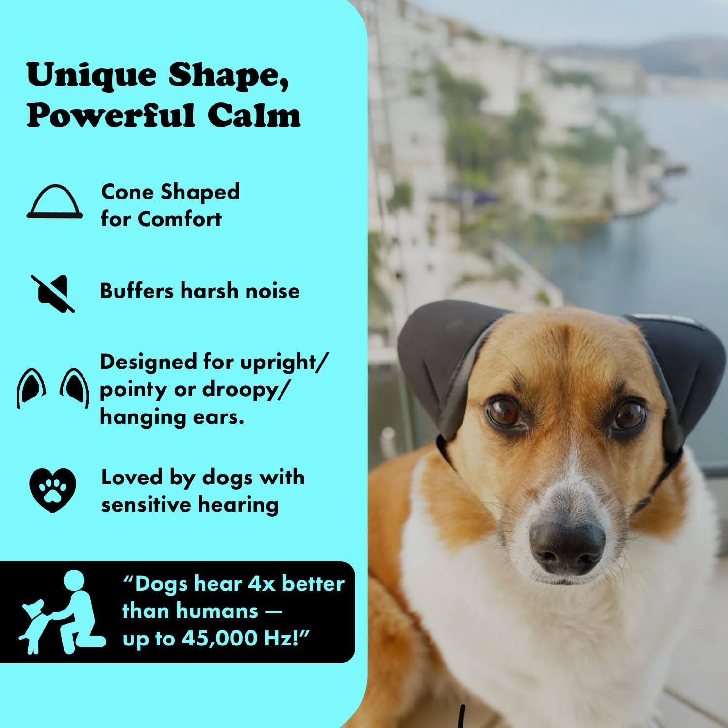 Doggie Hush adjustable strap cut image demonstrates securing a customized fit.