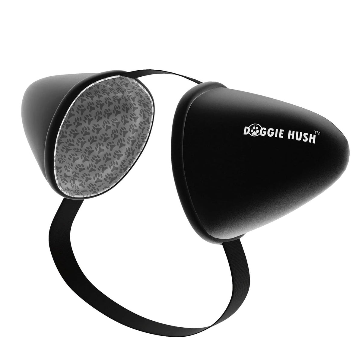 Doggie Hush original design headphones on a dog for calmer outings
