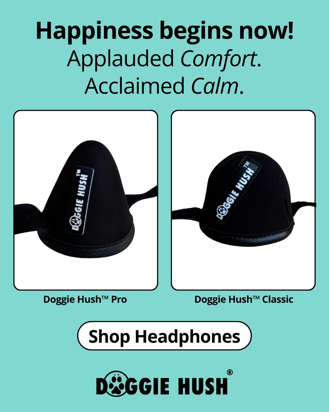DOGGIE HUSH Pro secure fit with adjustable straps for stability.