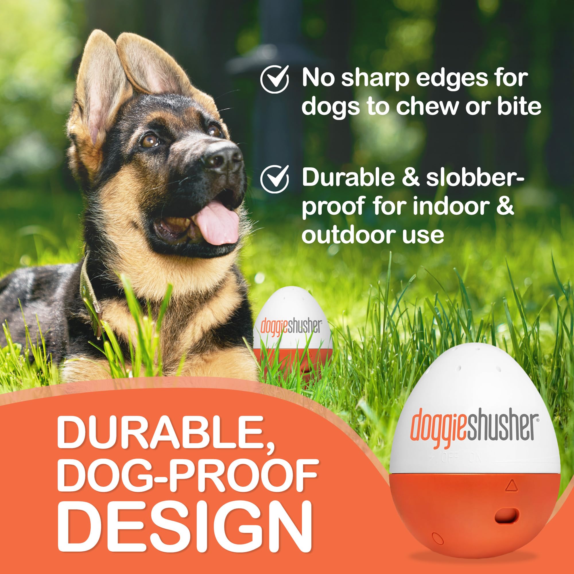 Doggie Shusher crate-training use with dog inside kennel