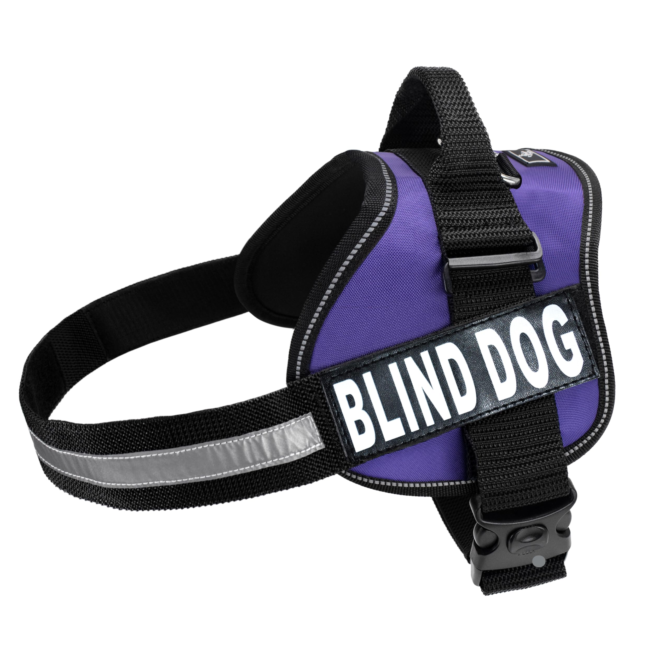 Doggie Stylz blind dog harness front view shows comfortable guided indoor navigation.