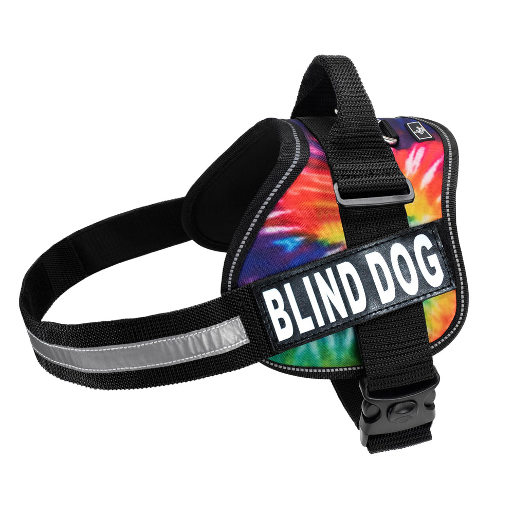 Doggie Stylz Blind Dog Harness front view shows secure fit for safe indoor guidance.