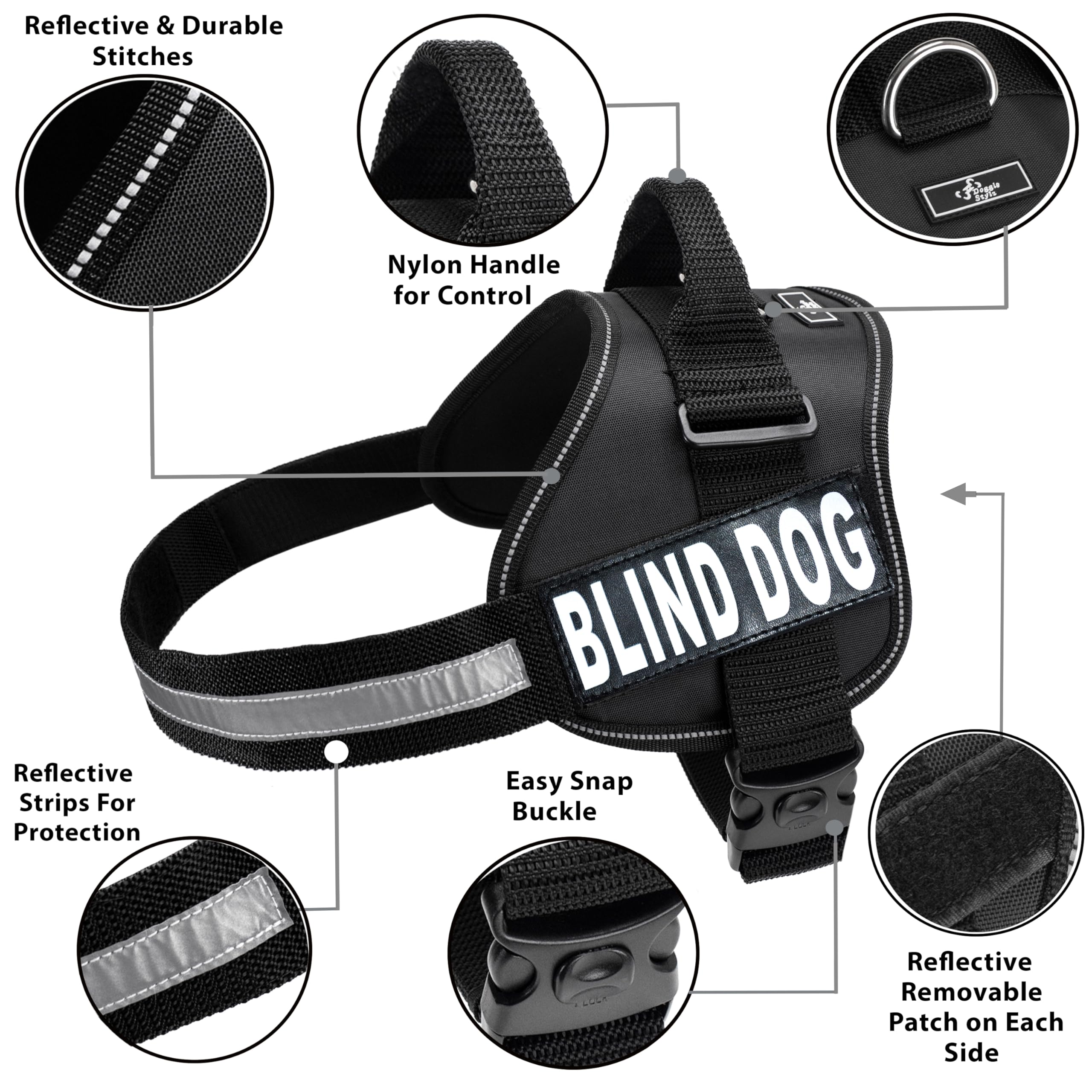 Doggie Stylz Blind Dog Harness handle in use shows guided support on stairs.