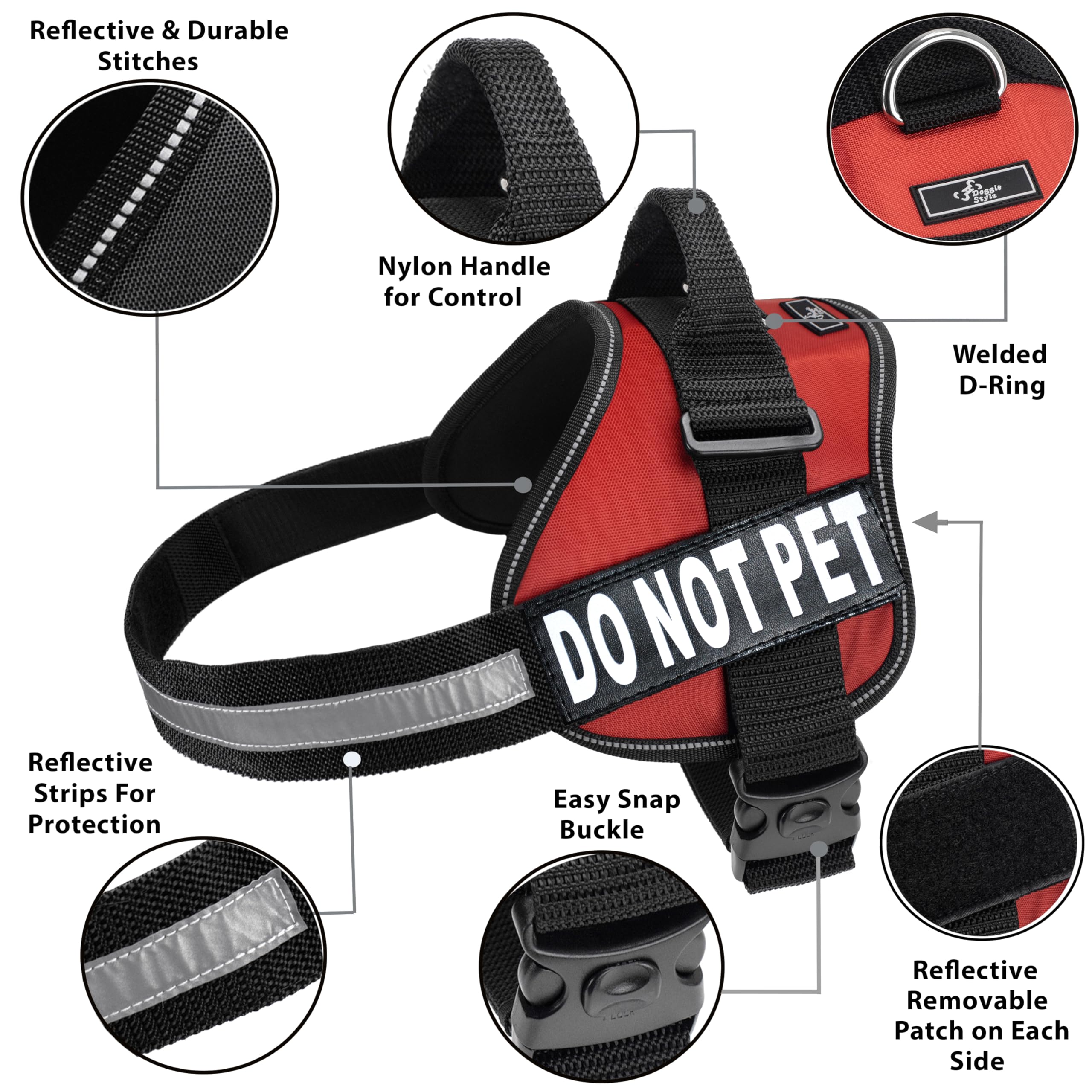 Doggie Stylz service dog harness with easy-on-off design for quick fitting