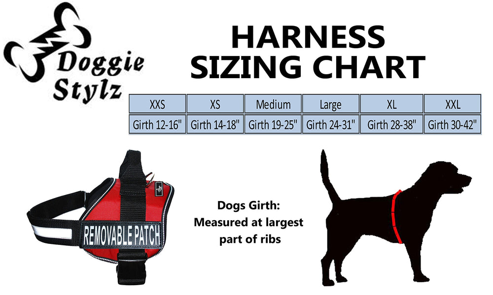 Doggie Stylz Blind Dog Harness patches illustrate service and training signals.