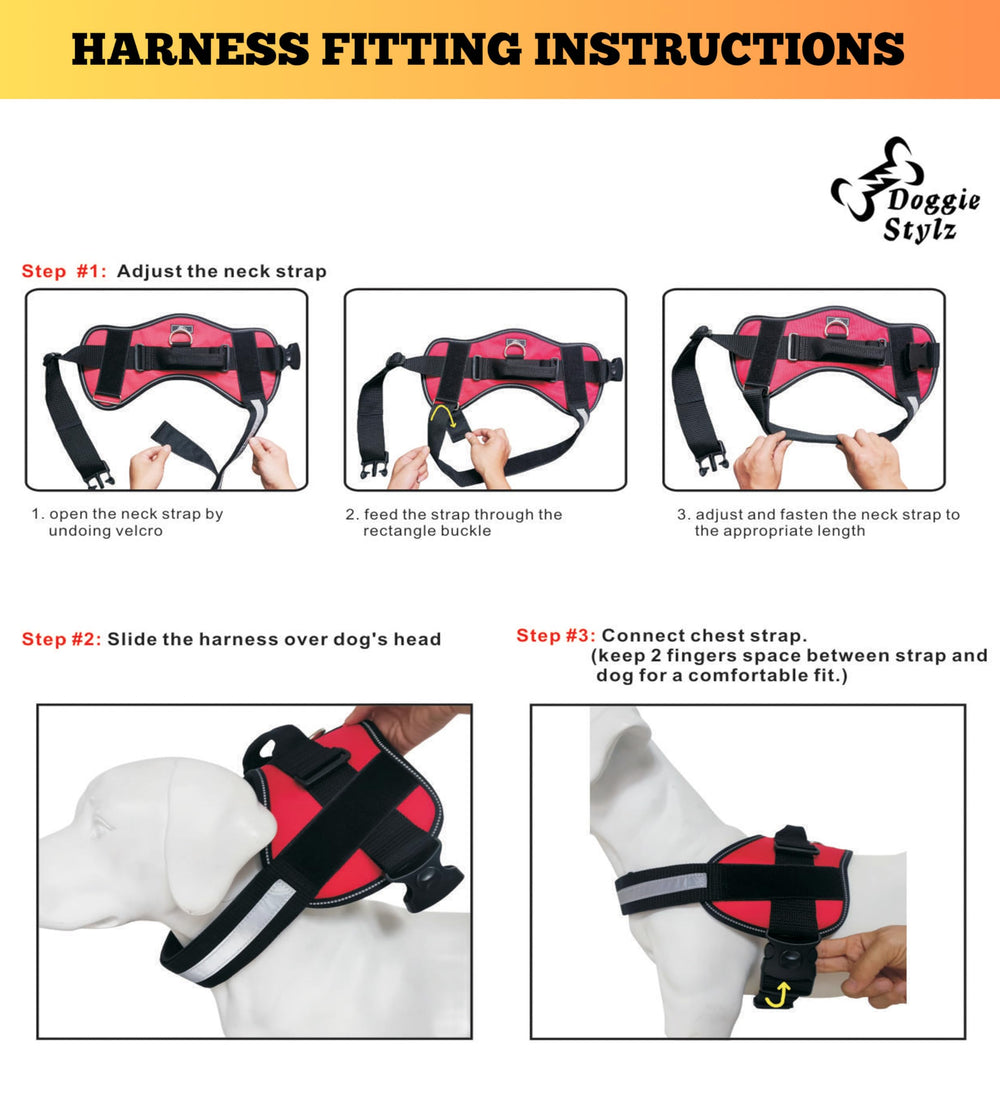 Doggie Stylz wiggle-proof buckle design eases harnessing for confident dogs.