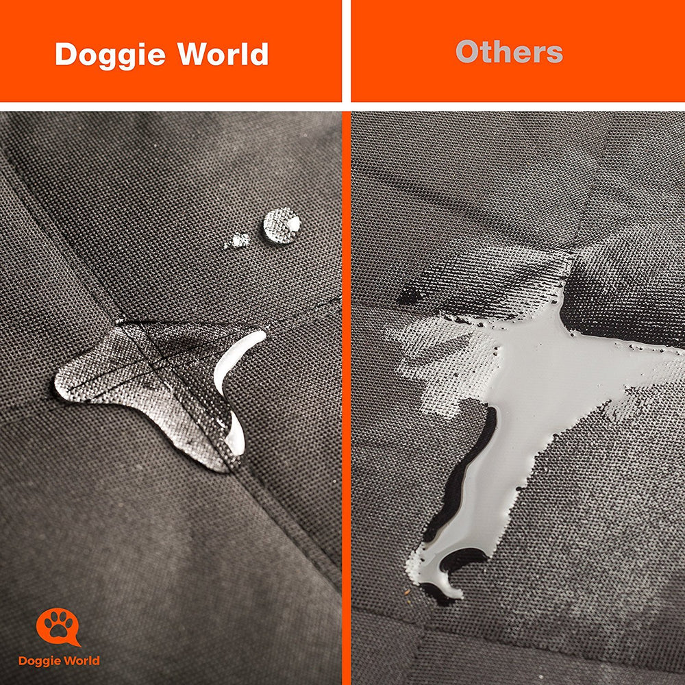 Doggie World non-slip base with anchors prevents slipping on bumpy rides.