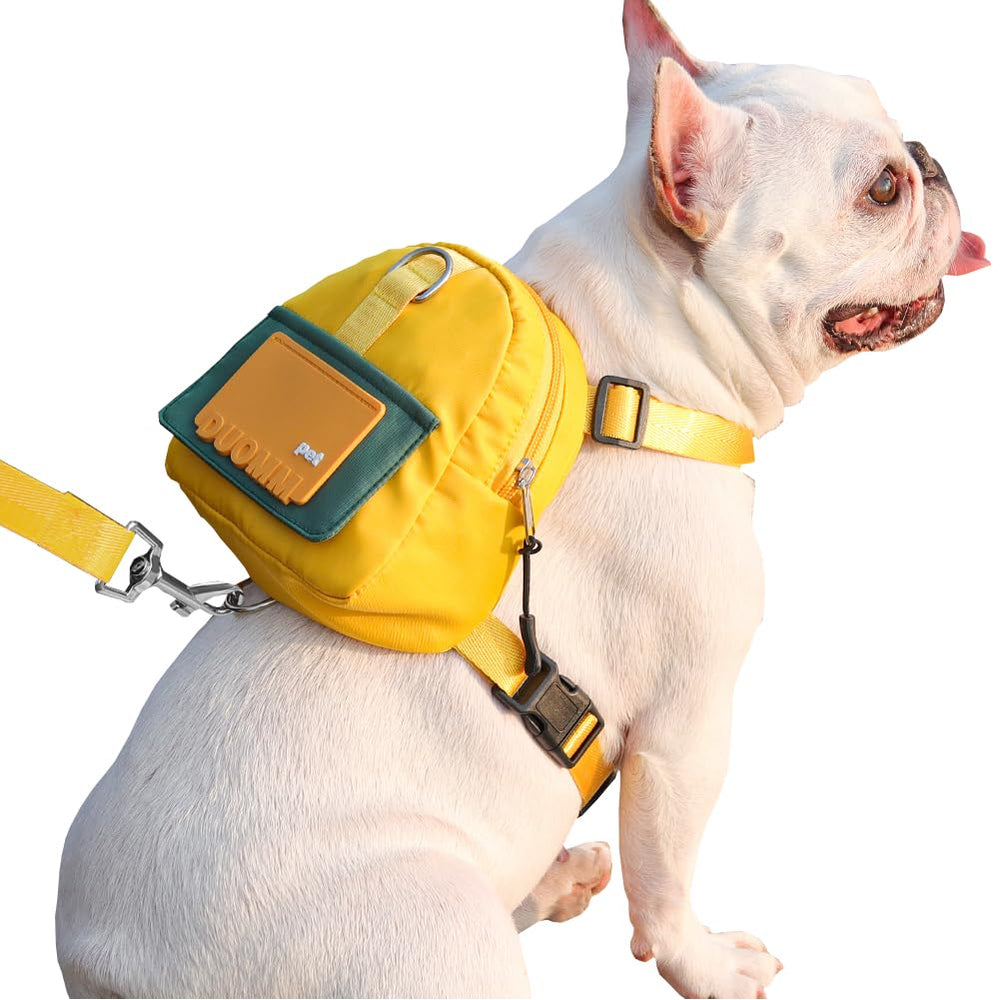 DoggieKit backpack harness yellow side-view with adjustable straps for secure wear.