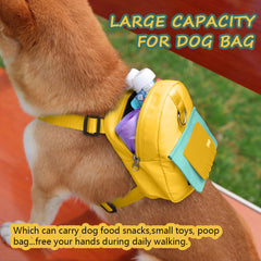 DoggieKit backpack harness yellow strap-adjustment close-up for easy sizing.