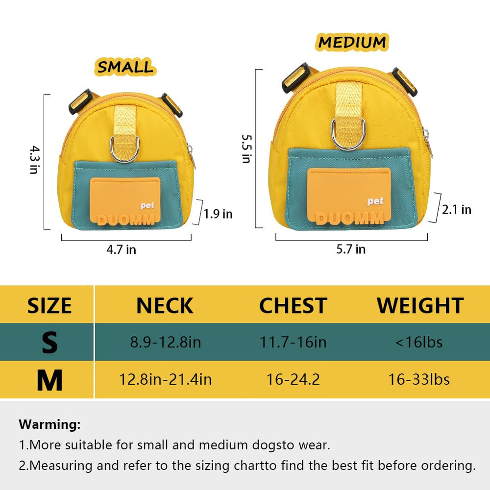 DoggieKit backpack harness yellow walking-use image with hands-free leash setup.