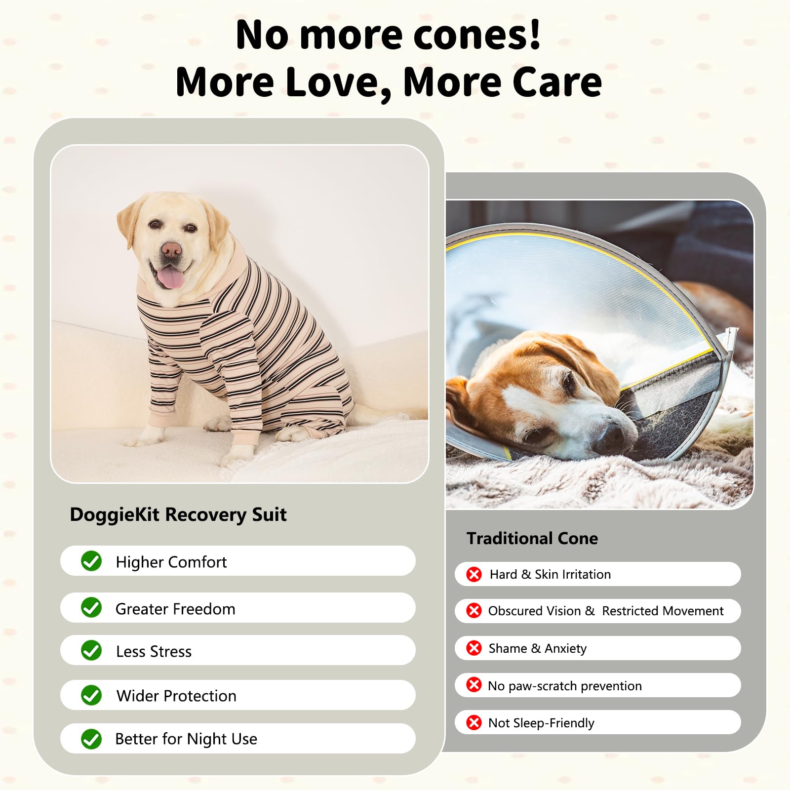 DoggieKit breathable poly-cotton recovery suit offers airflow and comfort