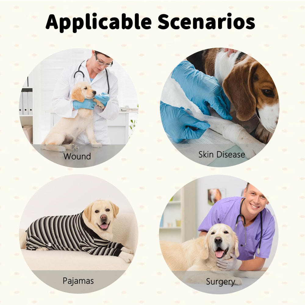 DoggieKit dog surgery recovery suit size-chart view displays sizes from S to XXXL