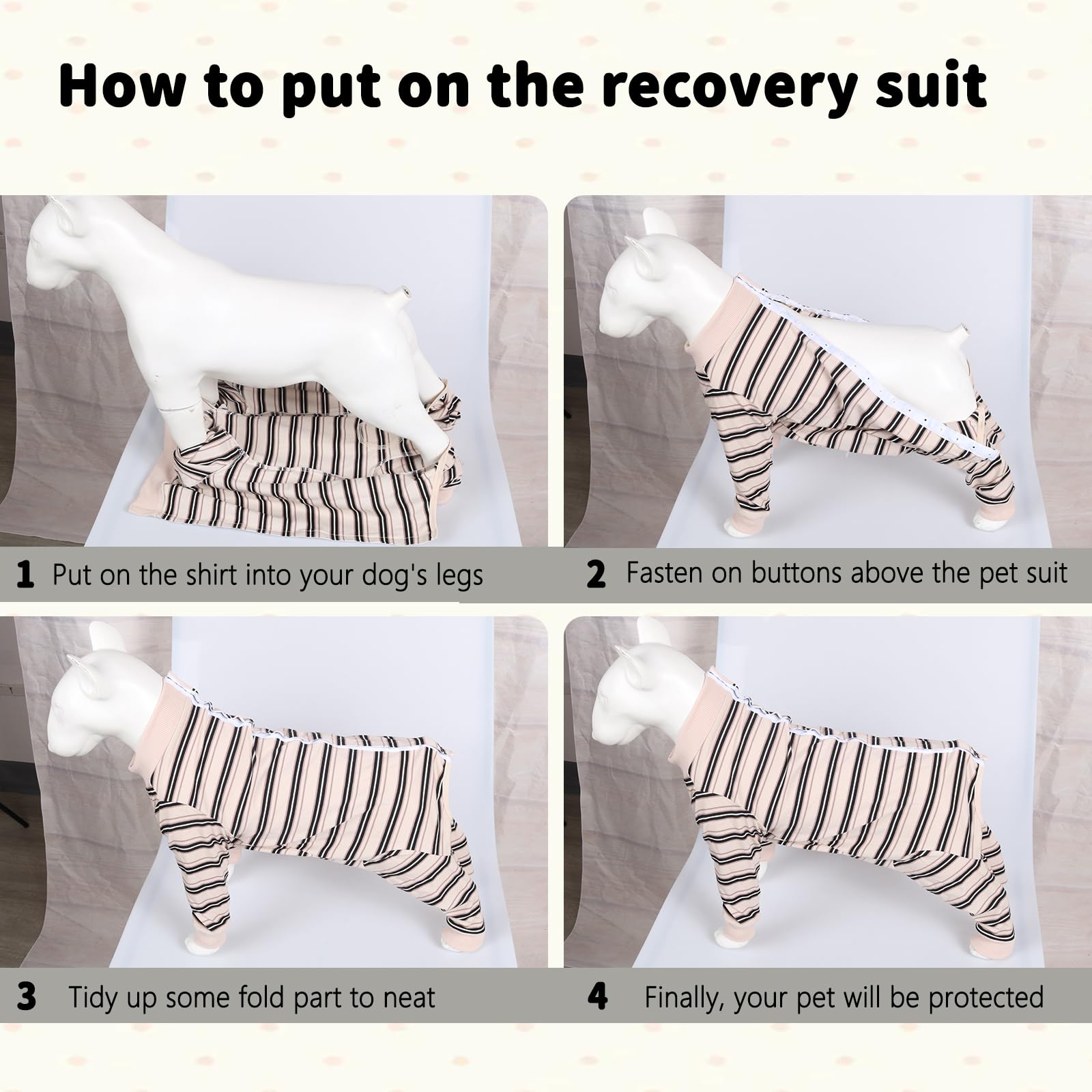 DoggieKit recovery-suit size range from S to XXXL supports many dogs.