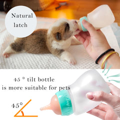 Doggiema syringe with nipple enables precise milk portioning for feeding.