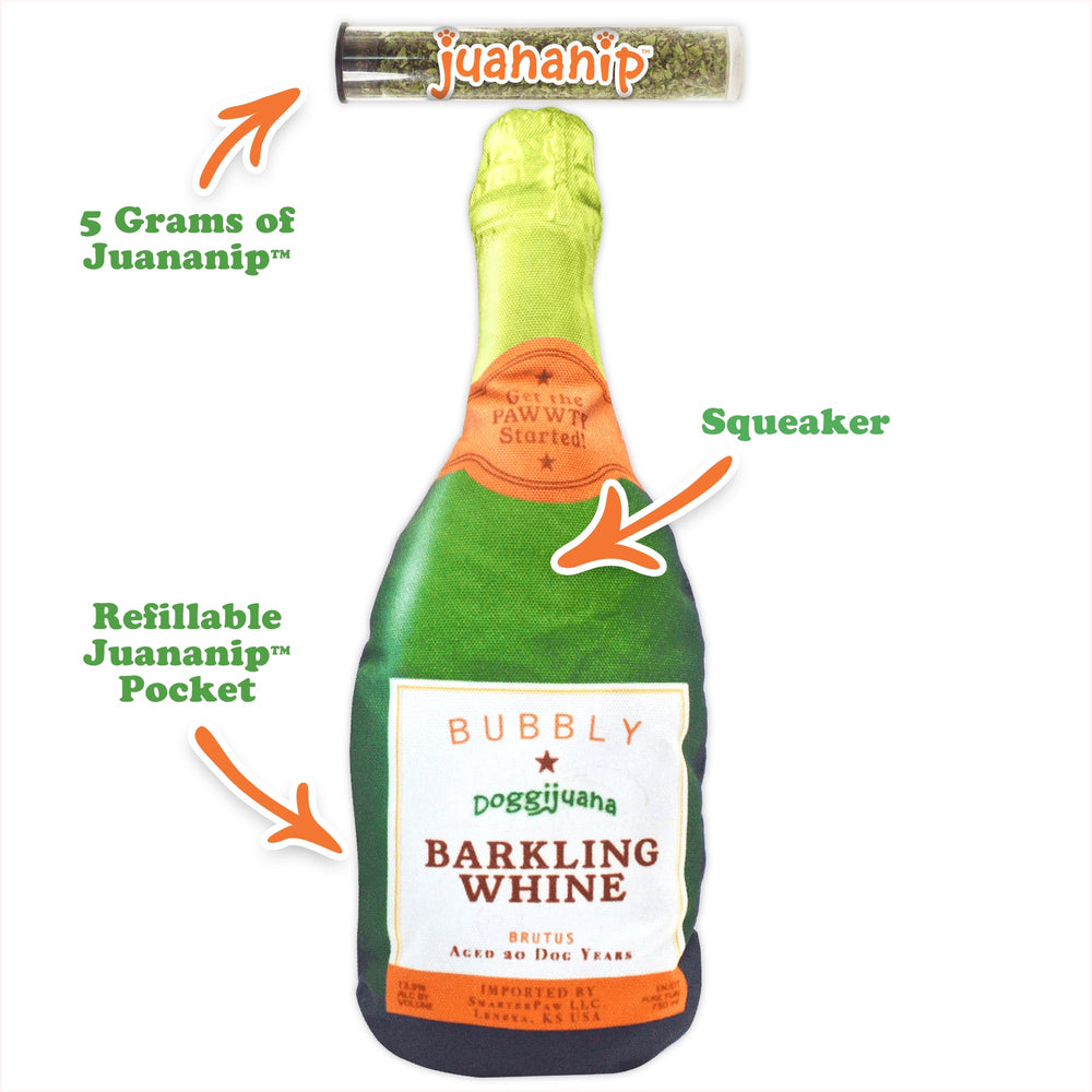 Doggijuana catnip bottle showcases organic formula for dog-safe scent enrichment