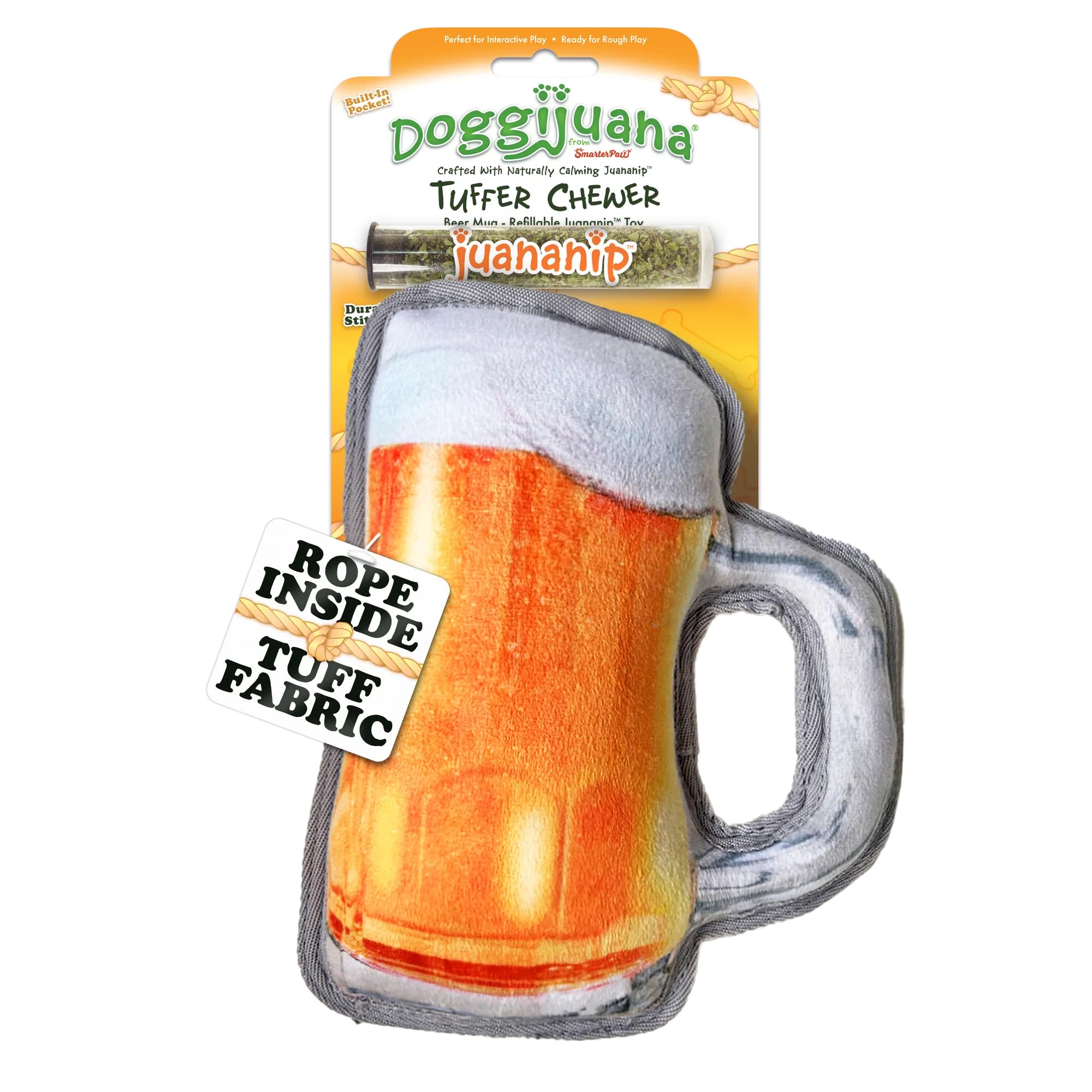 Doggijuana Tuffer Beer Mug Toy for chewy, scent-driven engagement
