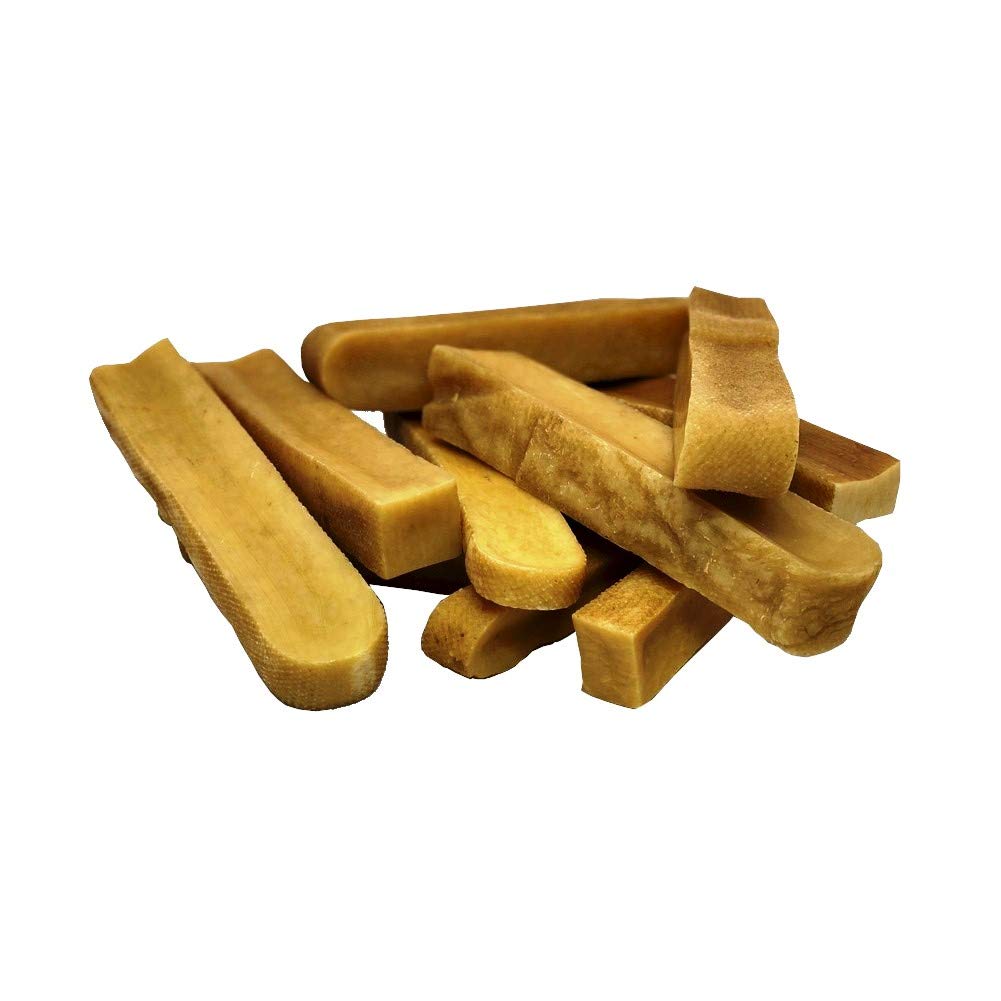 Doggo Dog Chew packaging shows natural yak cheese treats, odor-free, long-lasting for dogs of all sizes.