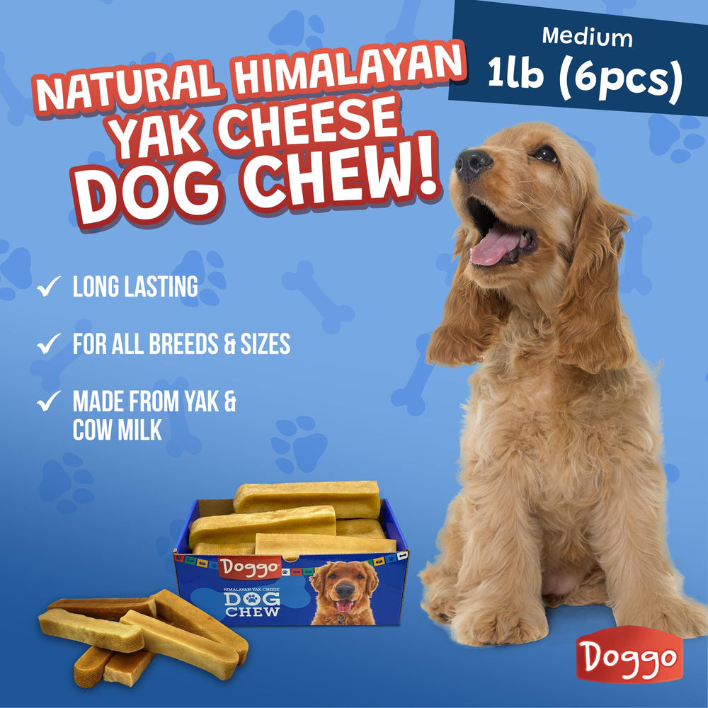 Doggo Dog Chew Yak Cheese dental-benefit image hints at possible tartar-control chewing.