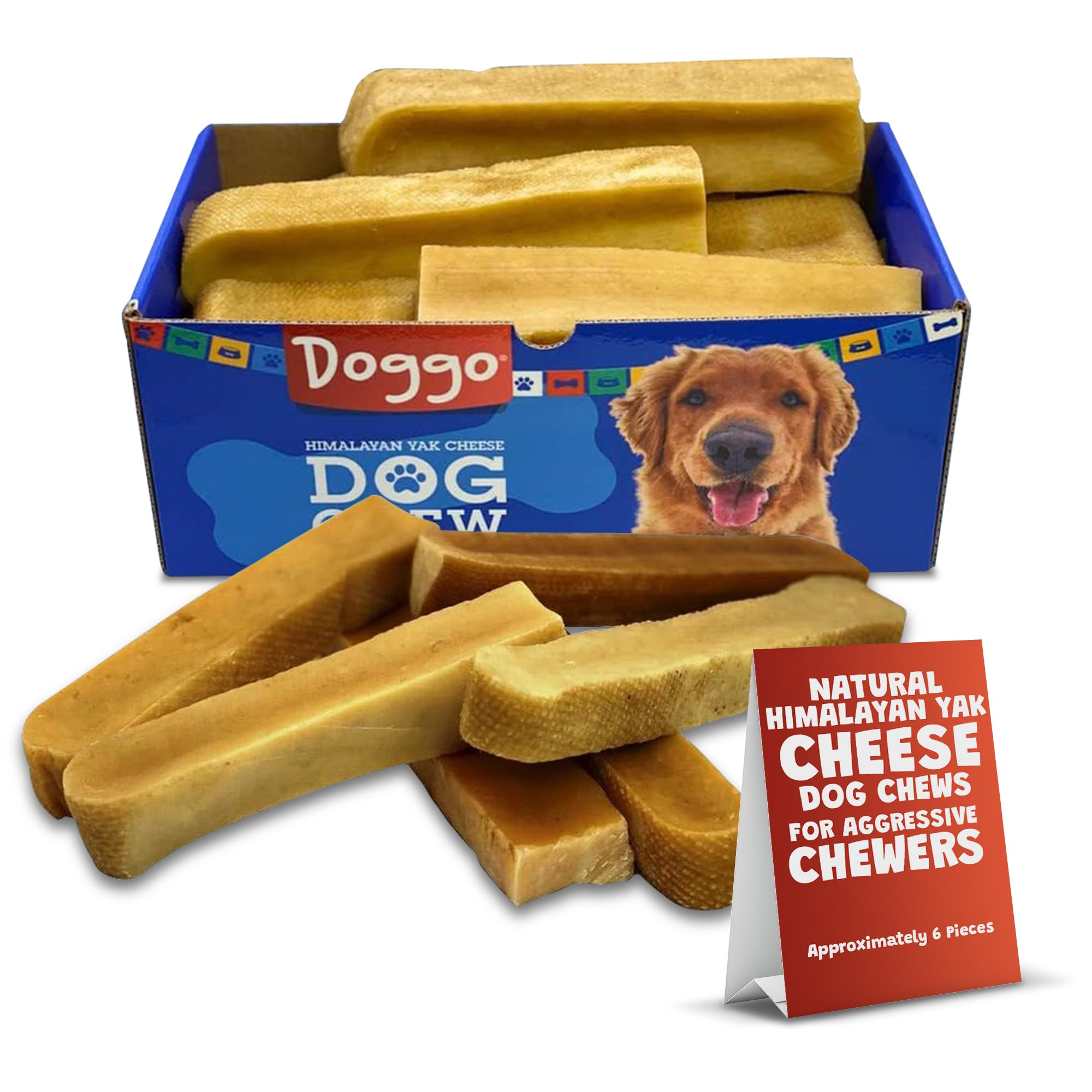 Doggo Dog Chew Yak Cheese whole-pack image shows a long-lasting no-rawhide chew.