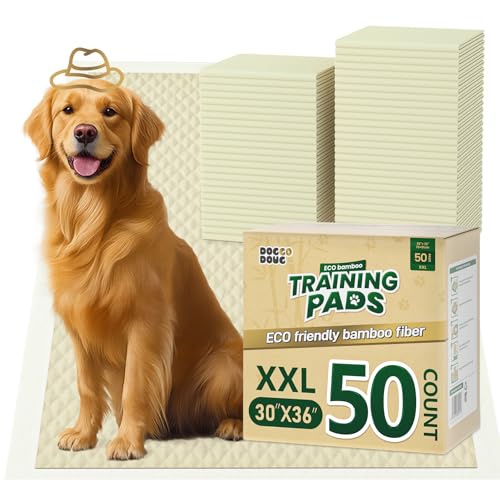 Doggo Doug bamboo pee pad close-up; extra-large surface supports confident training and quick cleanup.