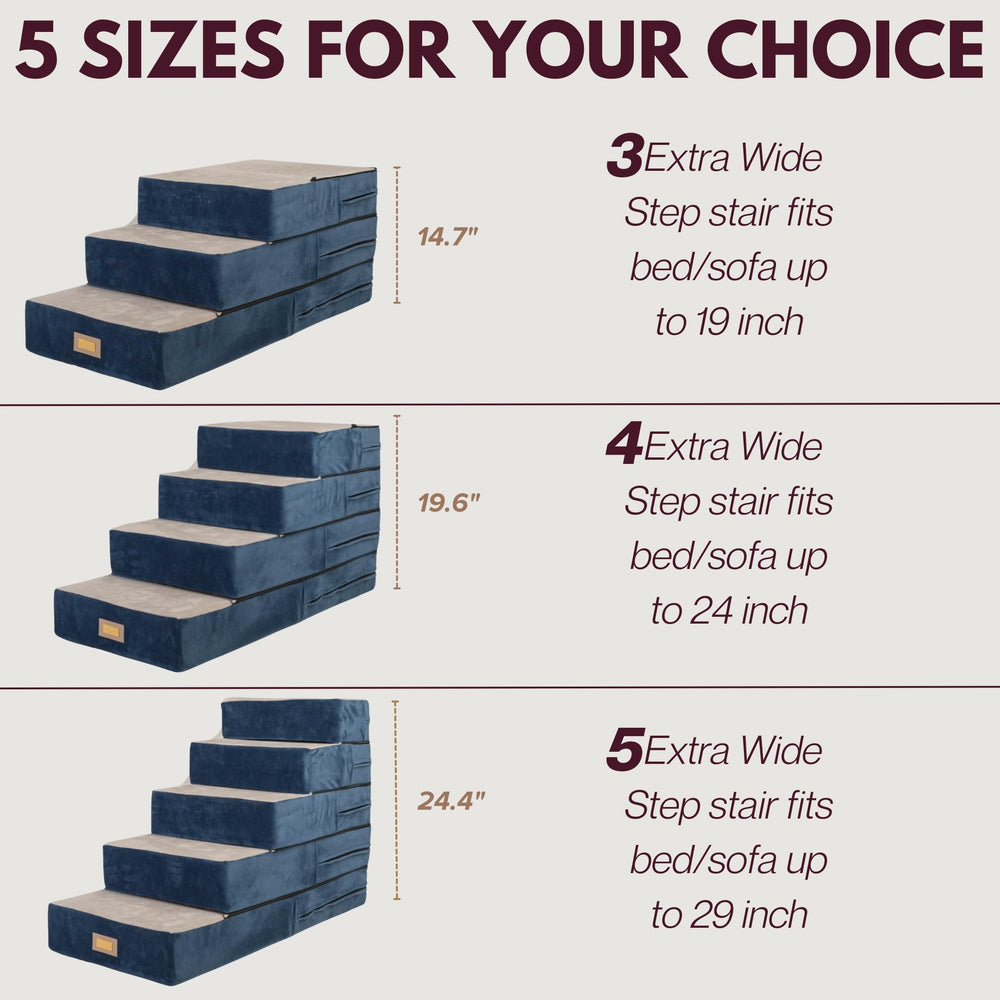 DOGGO Selection 5-step blue adjustable stairs full couch access