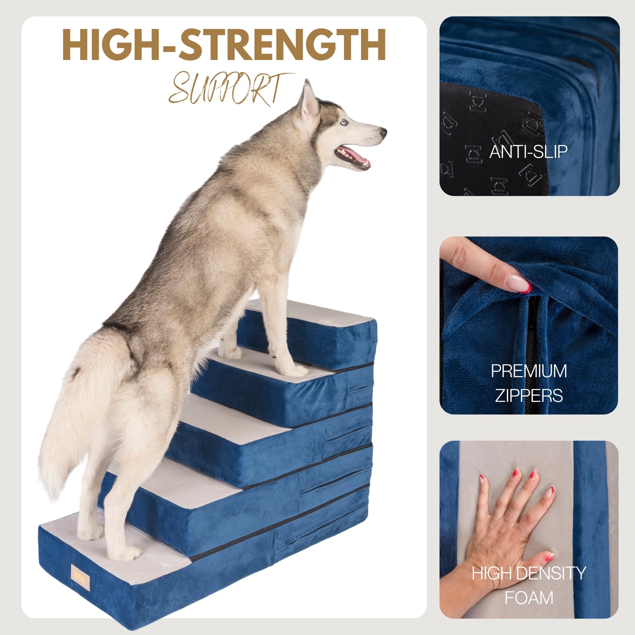 DOGGO Selection bed-access blue stairs easy setup for elevated beds