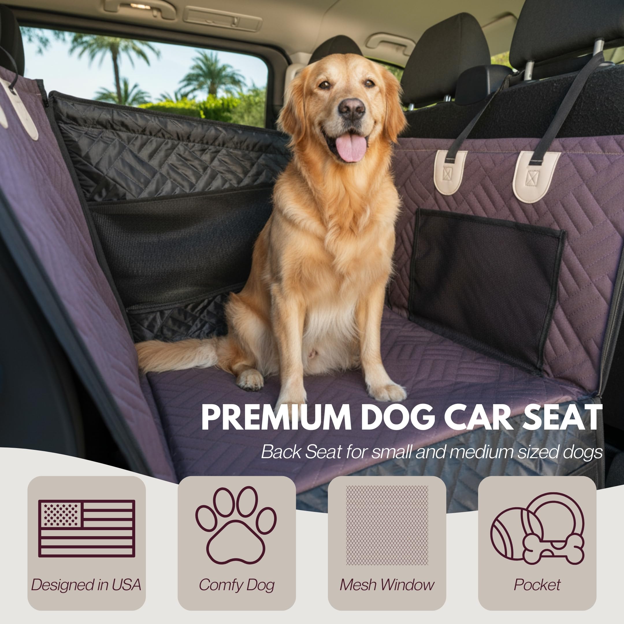 DOGGO Selection hard-bottom back-seat extender expanding space for confident lounging.