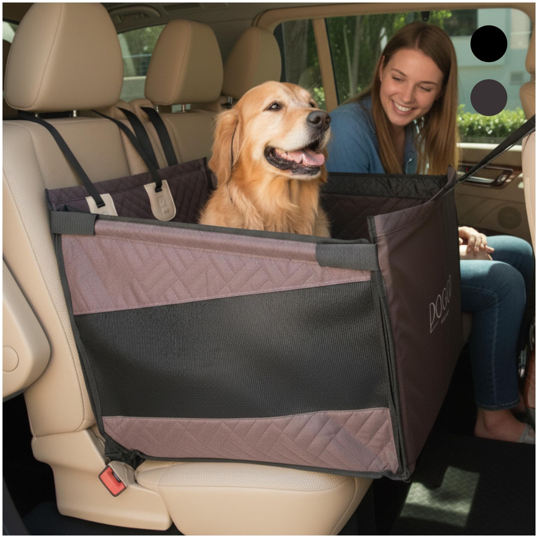 DOGGO Selection premium dog car seat hammock in waterproof fabric for cleaner rides.
