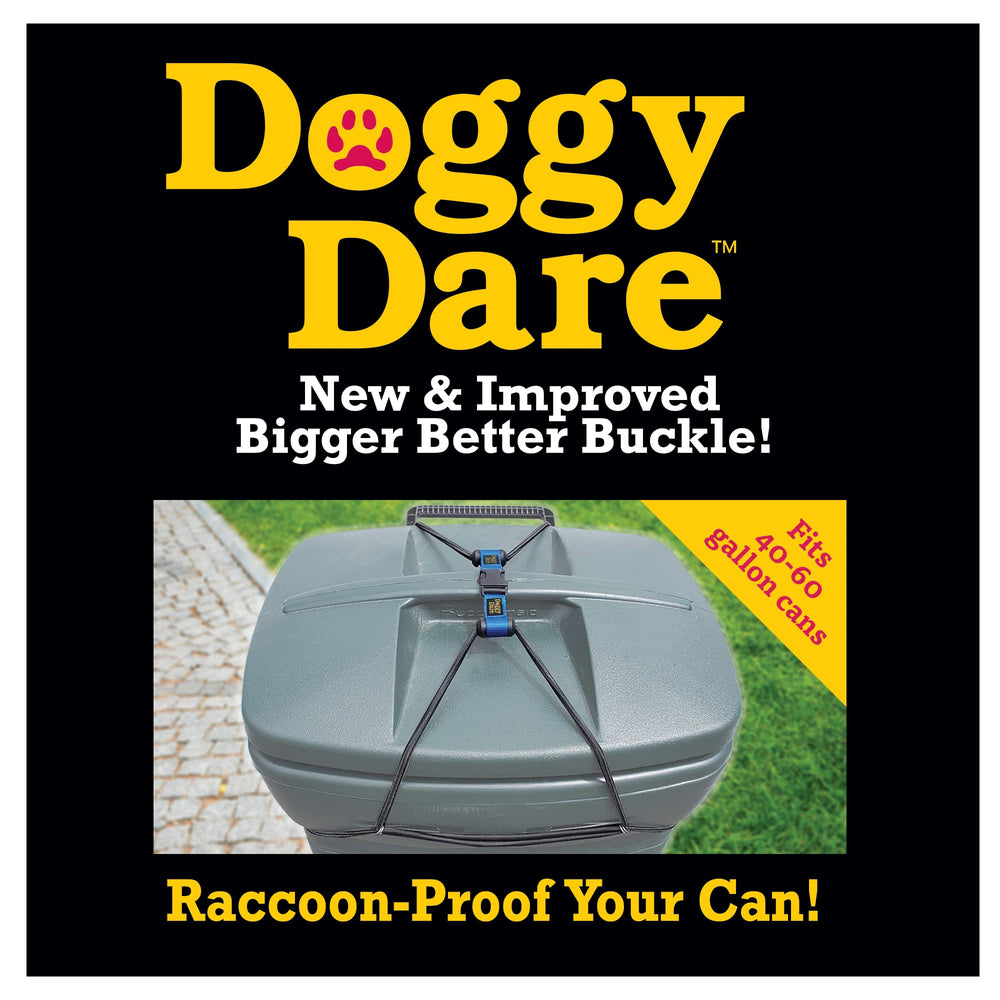Doggy Dare ensuring garbage stays sealed against varmints in yard spaces.