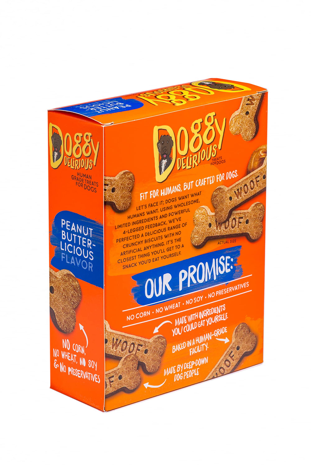 Doggy Delirious crunchy texture dog treats highlight satisfying chew sessions.