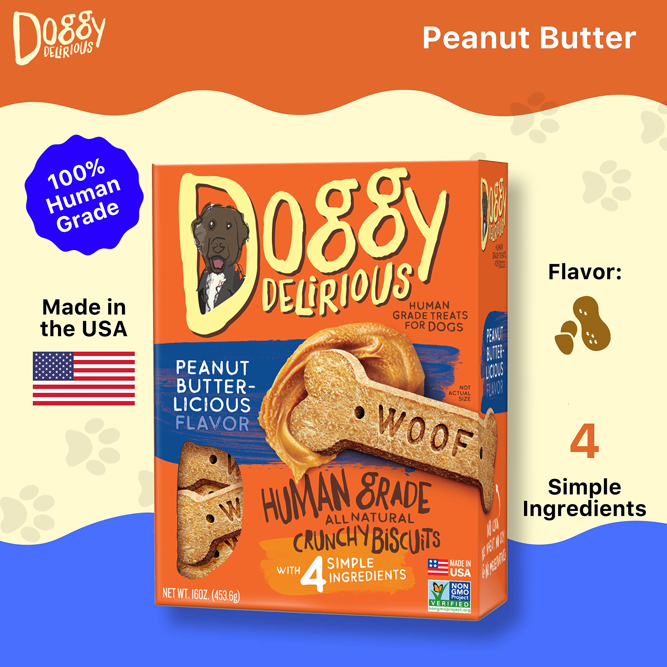 Doggy Delirious no artificial flavors colors or preservatives treats promote cleaner snacking.