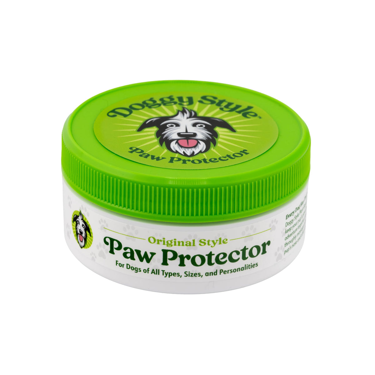 Doggy Style Paw Balm packaging shows all-natural, lick-safe formula for paw care