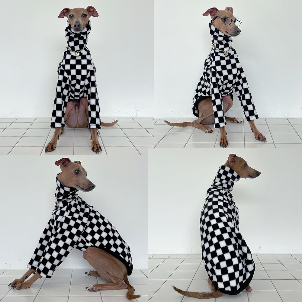Doggystar chest-fit closeup highlighting tailored cut for slim greyhounds