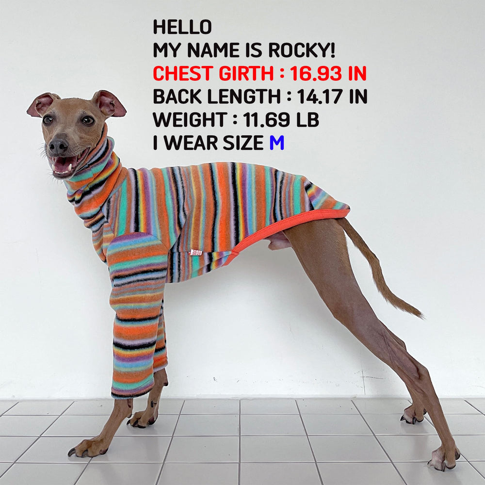 Doggystar Italian Greyhound polar fleece sweater side view highlights easy-on design.