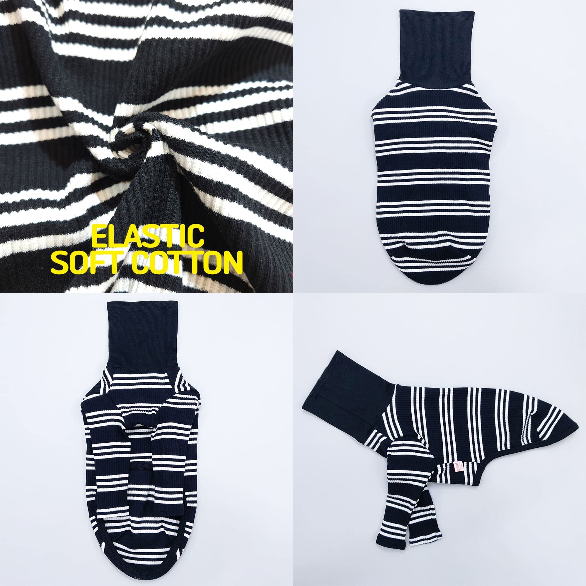 Doggystar Model wearing Ivory Stripe size L shows fit on larger dogs.