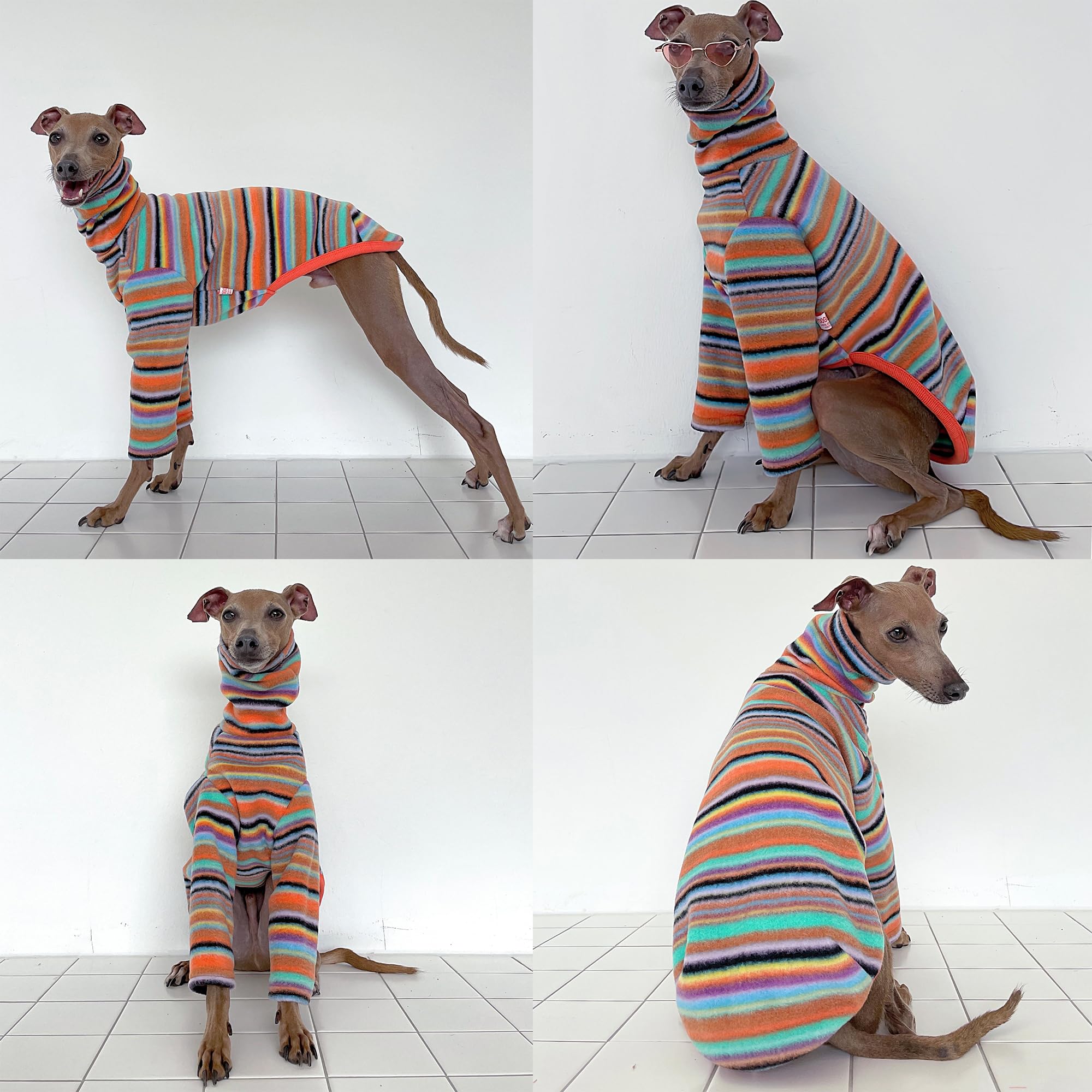 Doggystar polar fleece sweater turtleneck back view shows long back length.