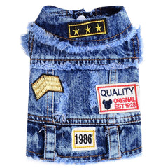 DOGGYZSTYLE Cool Dog Jean Jacket front view with timeless denim look for easy everyday wear
