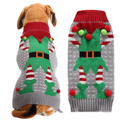 DOGGYZSTYLE Grey Elf Christmas sweater front view for festive pet photos