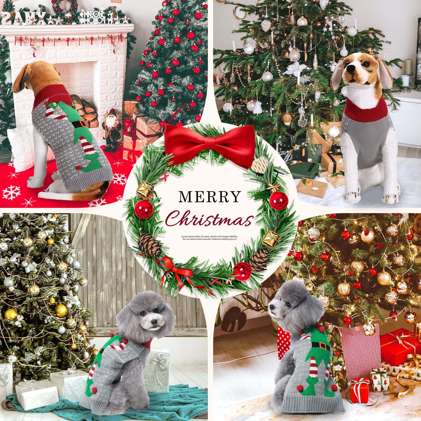 DOGGYZSTYLE Grey Elf Christmas sweater side view shows comfortable fit