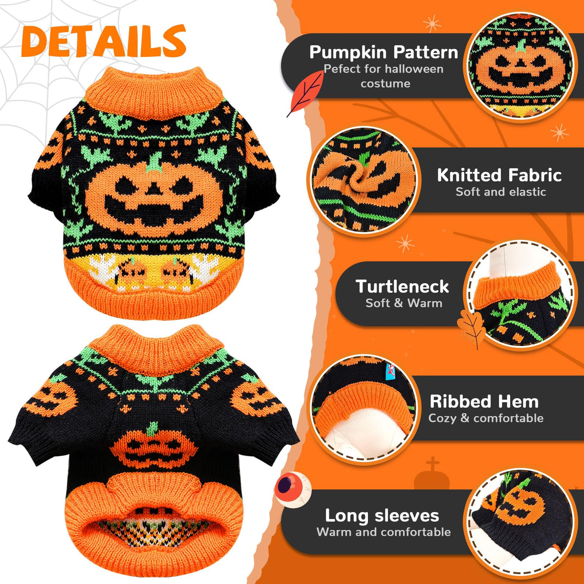 DOGGYZSTYLE Halloween dog-costume pumpkin design worn during trick-or-treat outings