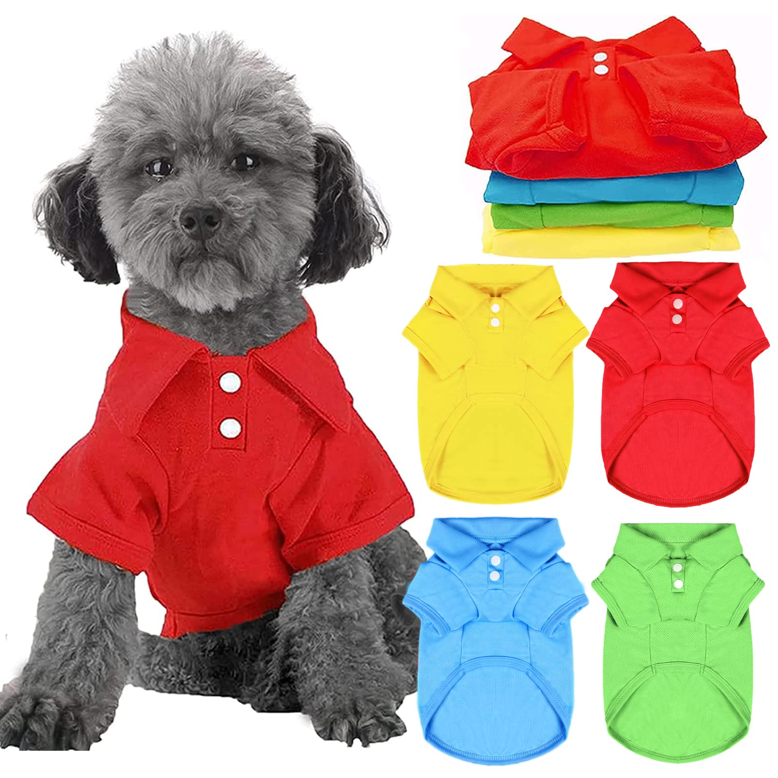 Doggyzstyle polo shirt in red on a small dog for bright visibility and style