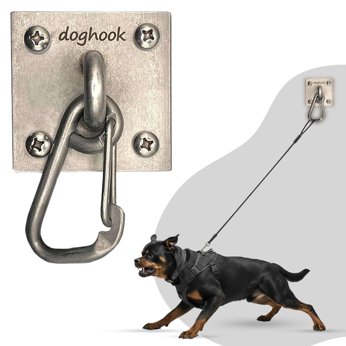 Doghook Canine Hitch main view shows sturdy wall mount for reliable leash management.