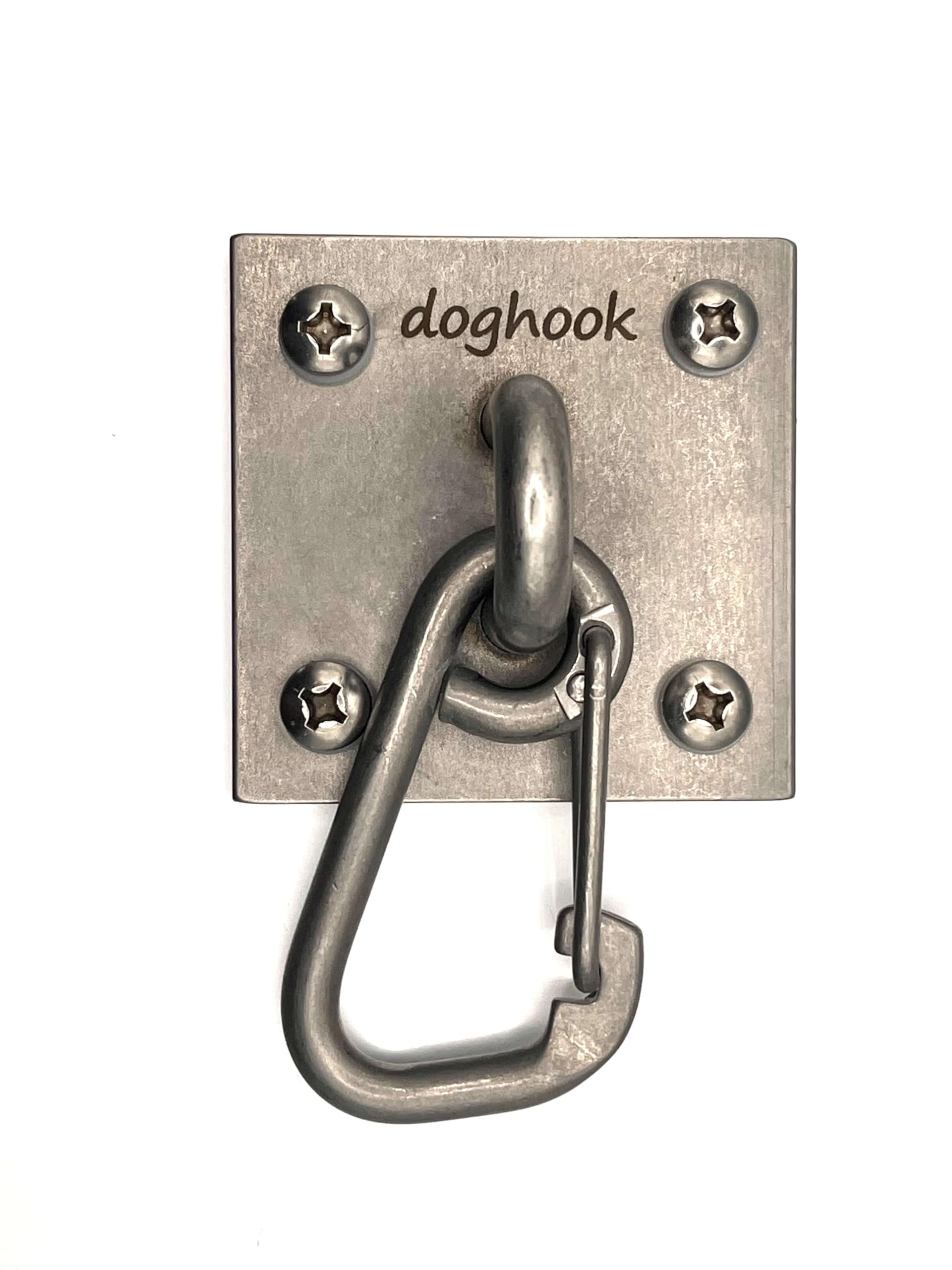 Doghook Canine Hitch secured-dogs grooming scenario shows practical tie-out for grooming.