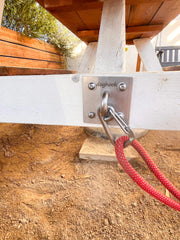 Doghook Canine Hitch wall-mount hardware shown for quick, secure setup.