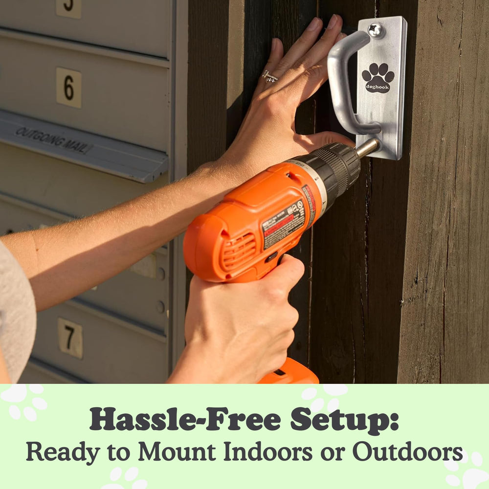 Doghook leash hook secure connection highlights strong tie-out for energetic dogs.