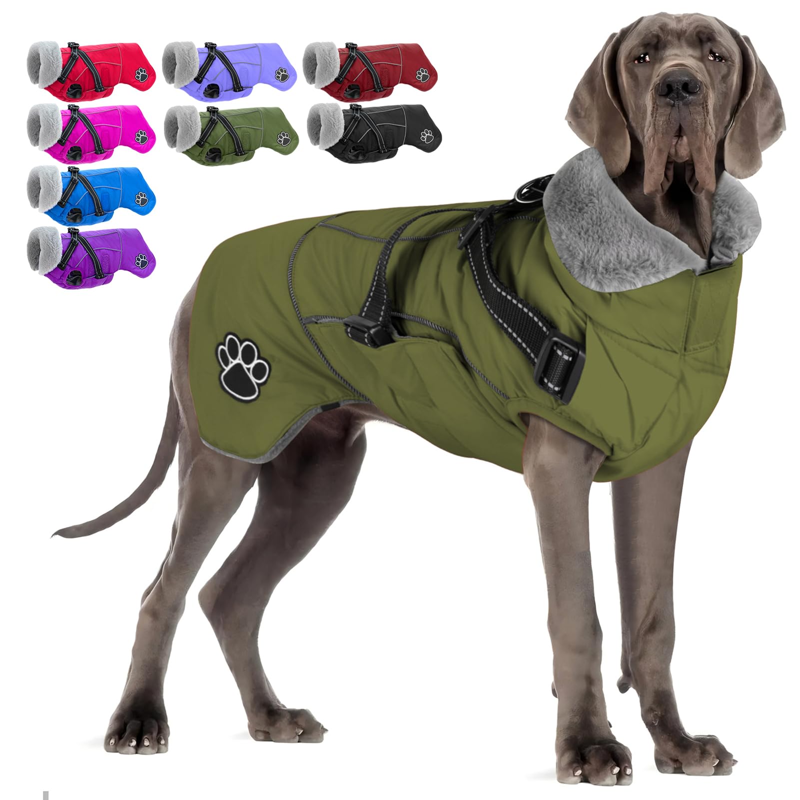 Doglay dog coat with harness back view showing integrated harness for safer walks
