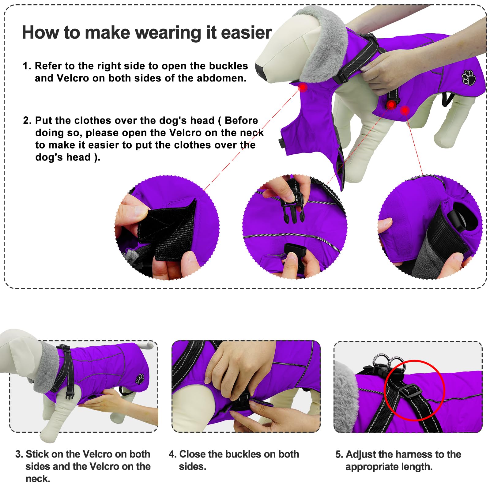 Doglay dog jacket size chart helps find right fit for all dogs.