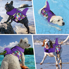 Doglay Dog Life Jacket Shark back view emphasizes secure fit and visibility in water