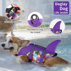 Doglay Dog Life Jacket Shark buoyancy foam closeup highlights comfortable support during rescues